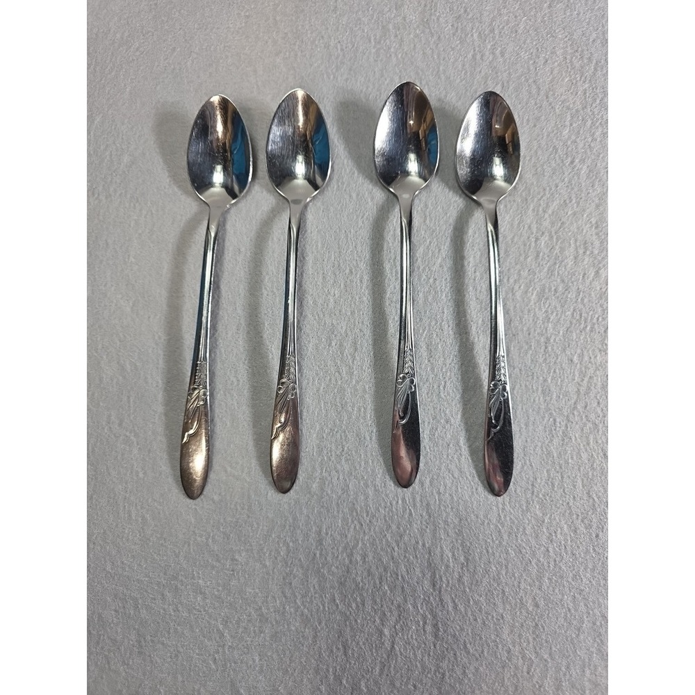 4 H B Co Heather Iced Tea Spoon Stainless Steel Flatware Vintage
